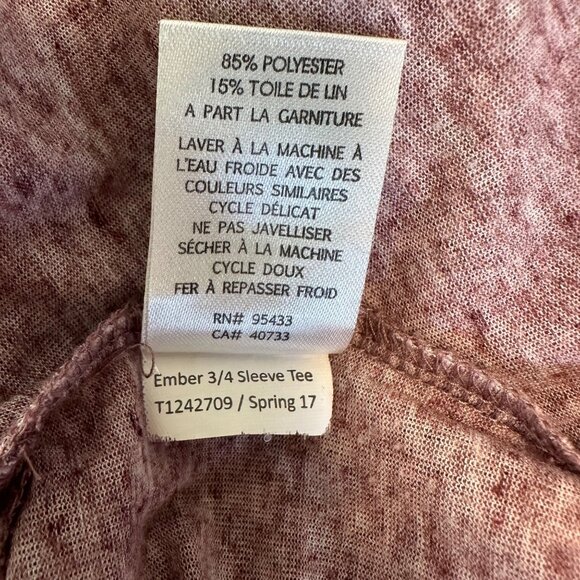 Toad&Co. Womens Medium Ember 3/4 Sleeve Tee Shirt - Linen & Polyester Blend - Picture 8 of 8